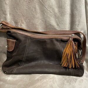 Roots leather shoulder bag